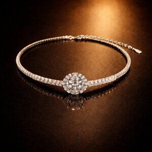 0.5ct/VVS1 | Sun Moissanite Bangle | .925 Sterling Silver | Size 20cm | New